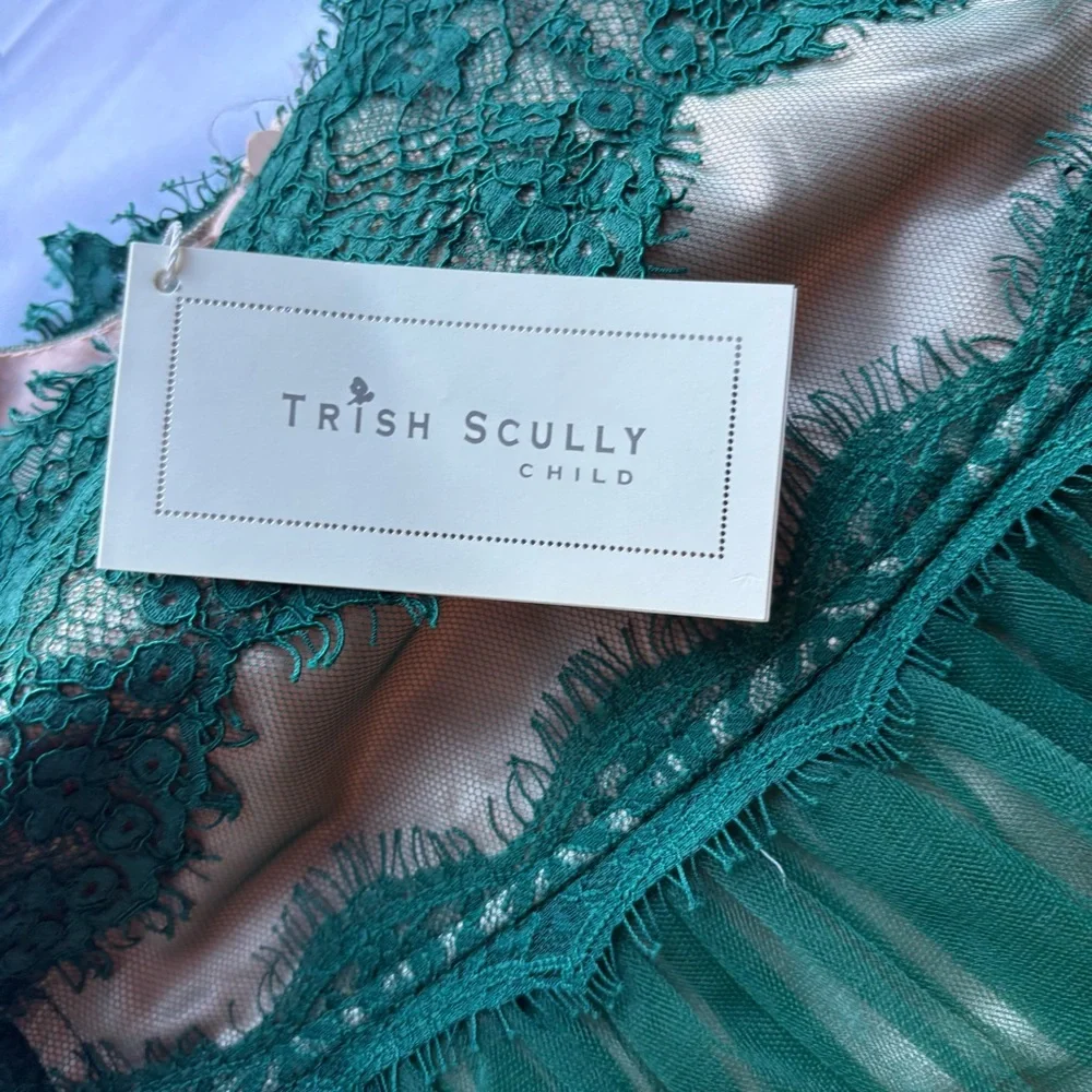 Trish Scully | Emerald and Cream Lace Gown Jr Bridesmaid Formal Kids Sz 10 NWT